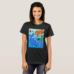 Camiseta Cómic de sirenas oceánicas de delfín subacuático o