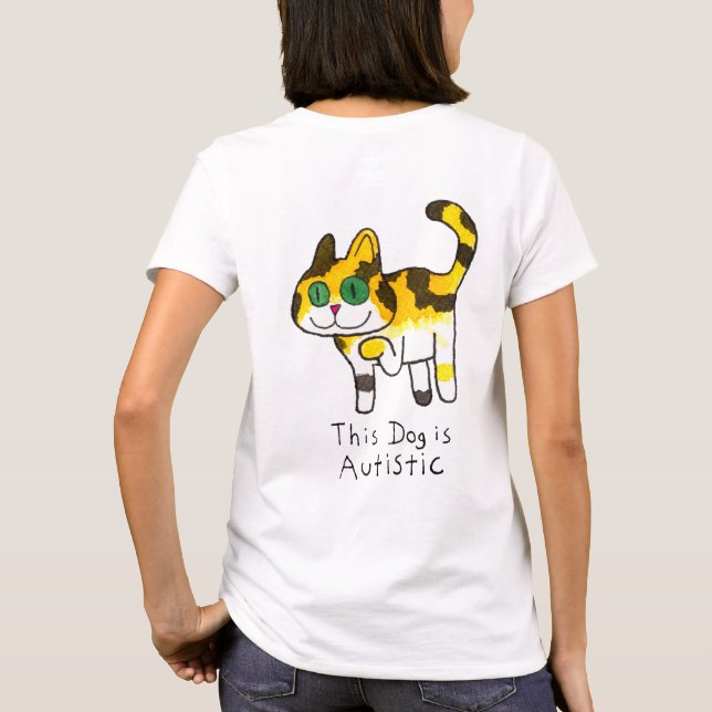 Camiseta Cómic Divertido de Perro Autista Adorable (Reverso)