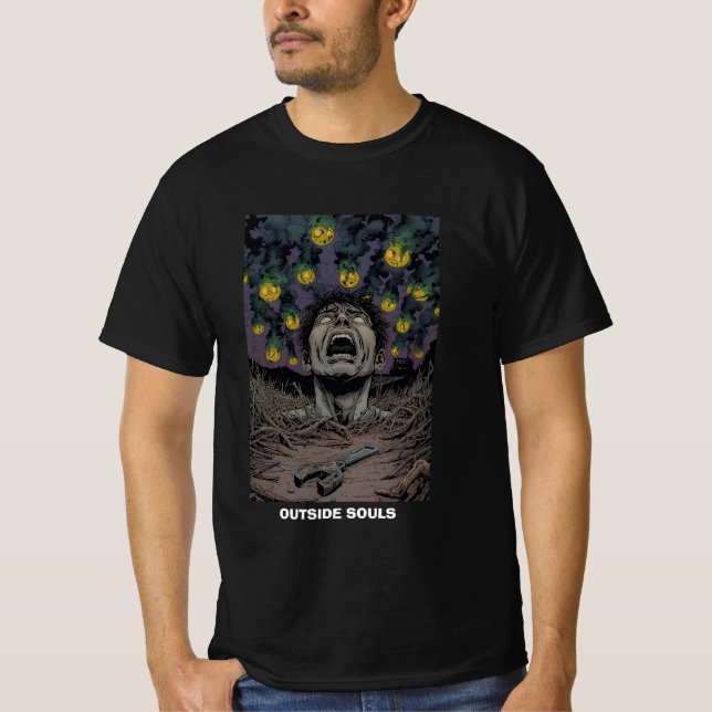 Camiseta Comic Horror Nightmare Screaming Face Green Smoke  (Anverso)