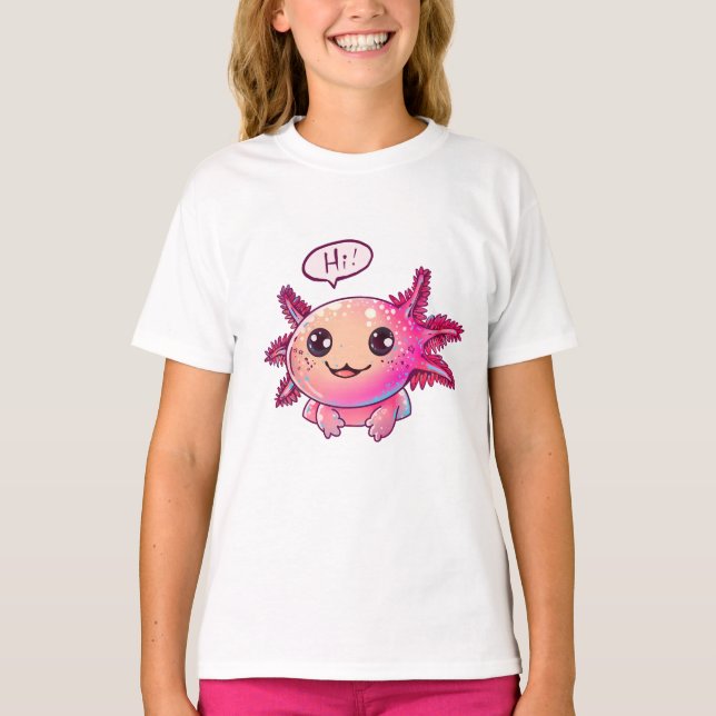 Camiseta Cómic lindo Axolotl al estilo personalizado (Anverso)