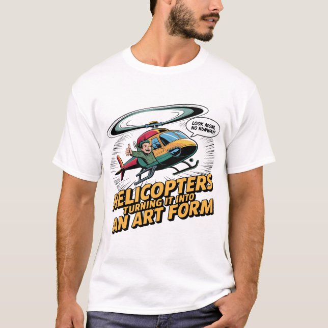 Camiseta Comic-Style Helicopter Pilot Art – “Look Mom" (Anverso)