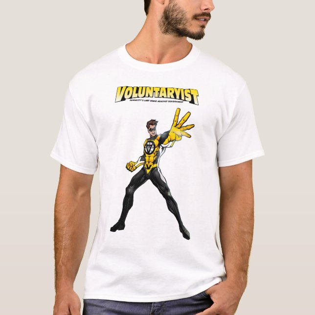 Camiseta cómica de Voluntaryist con el logotipo (Anverso)