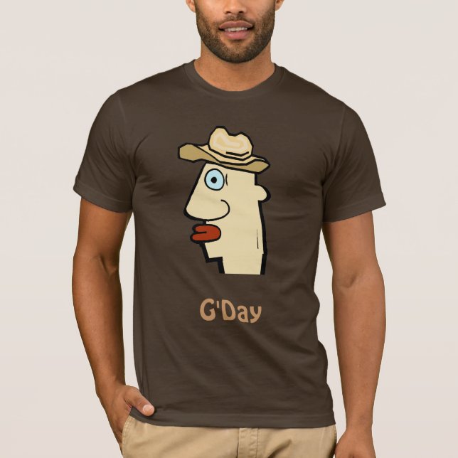 Camiseta Comical Head Outback, G'Day (Anverso)