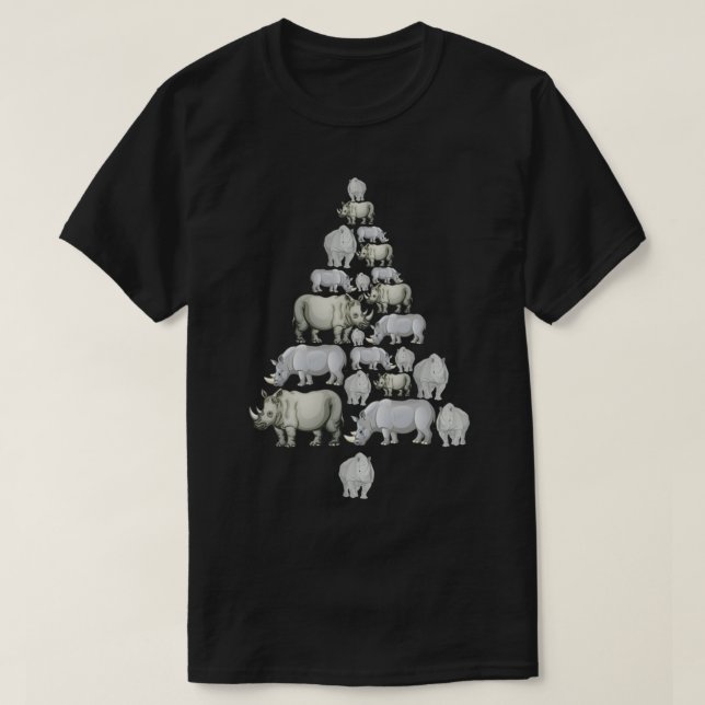 Camiseta Cómico árbol de Navidad rinoceronte Safari Jungle  (Diseño del anverso)