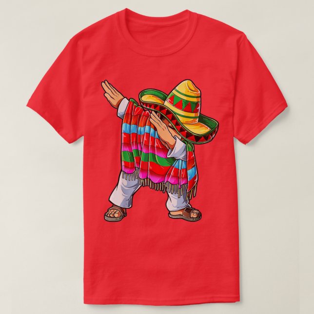 Camiseta Cómico Dabbing mexicano Poncho Cinco De Mayo (Diseño del anverso)