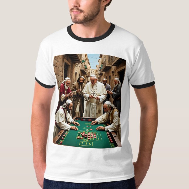Camiseta Cómico juego callejero del Papa Gambling Street Te (Anverso)