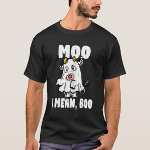 Camiseta Cómico Moo Me Refiero A Boo Ghost Cow Spooky Farm