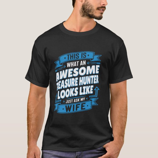 Camiseta Cómico tesoro cazador esposo y esposas hombres (Anverso)