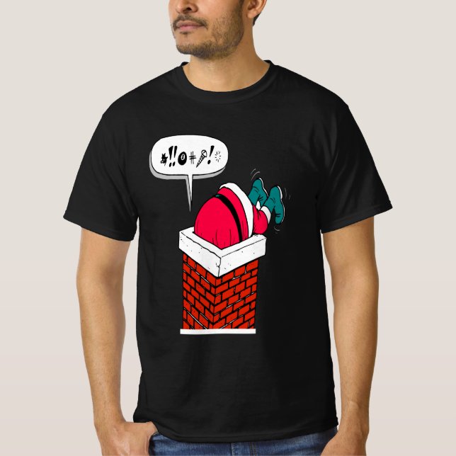 Camiseta Cómico y caprichoso Papá Noel atrapado en la chime (Anverso)