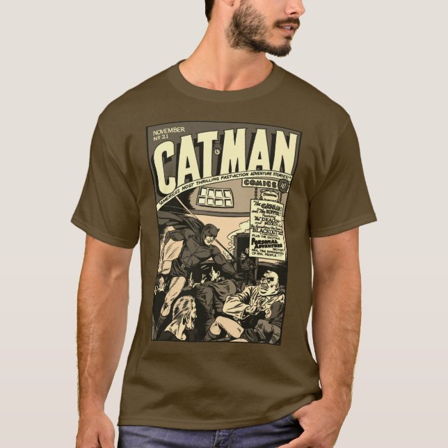 Camiseta Cómics CAT-MAN de 1940 (monotone) (Anverso)