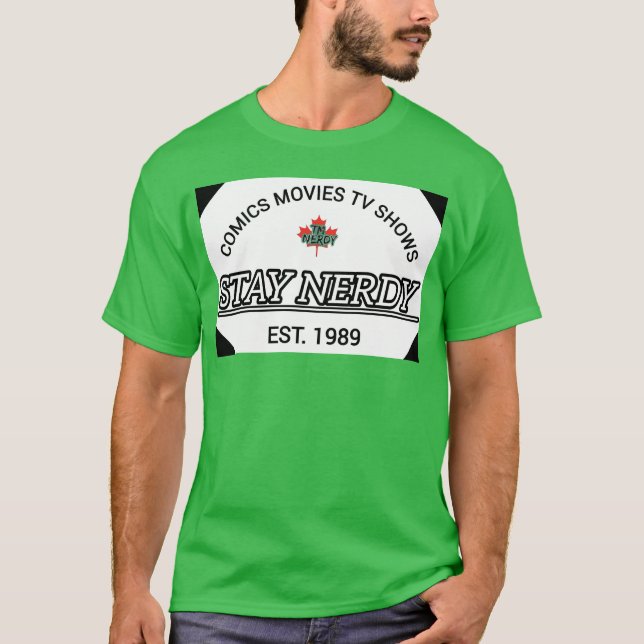Camiseta Cómics MoviesV Show Stay Nerdy Est 1989 (Anverso)