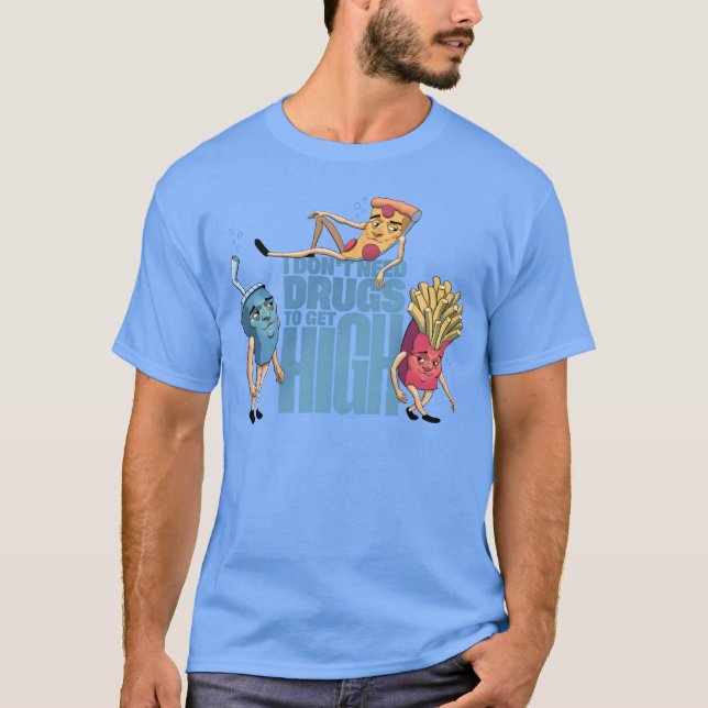 Camiseta Comida Alta En Azúcar divertida (Anverso)
