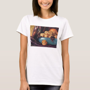 Camiseta Comida antigua, nueces y frutas en un tazón azul