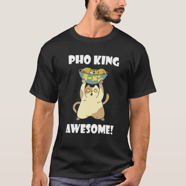 Camiseta Comida asiática Pho King Cat Tazón Pho Fideos viet (Anverso)