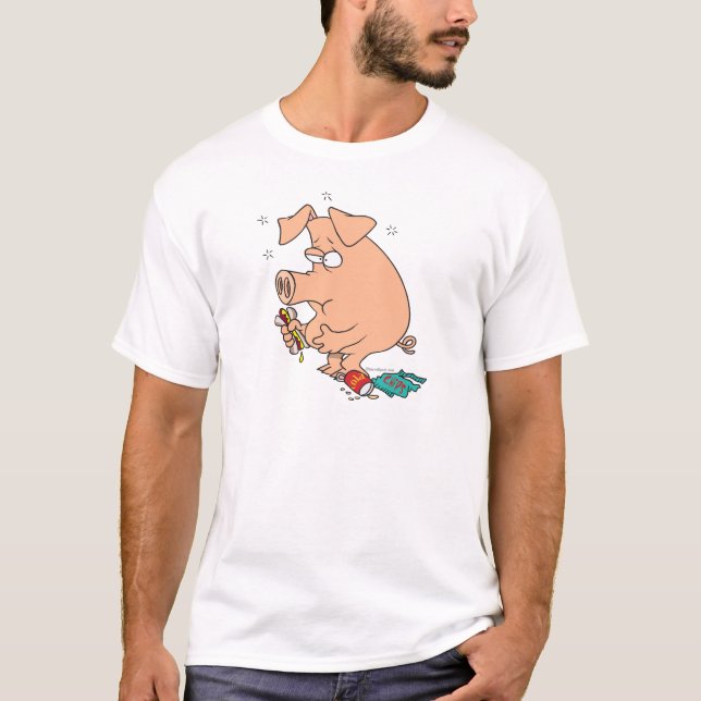Camiseta comida chatarra divertida de cerdo relleno con dol (Anverso)