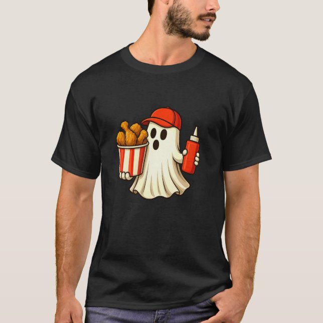 Camiseta Comida de fantasma de Halloween de pollo frito Del (Anverso)