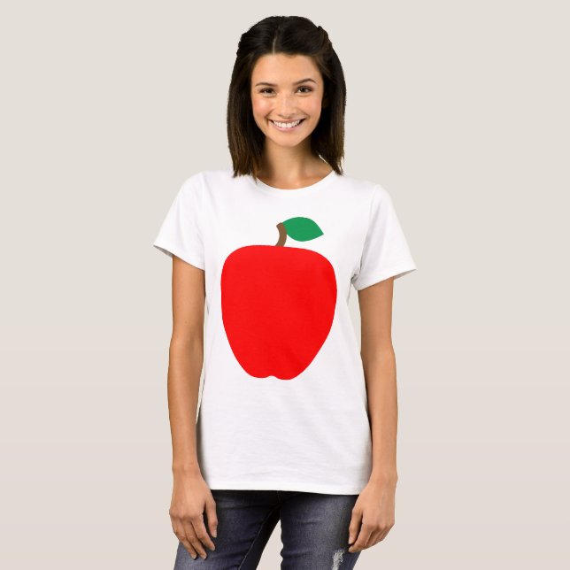 Camiseta Comida de hojas verdes de manzana roja (Anverso completo)