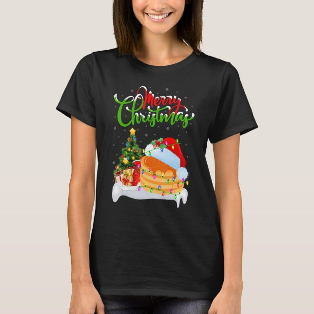 Camiseta Comida de panqueque Decoraciones navideñas Santa P (Anverso)