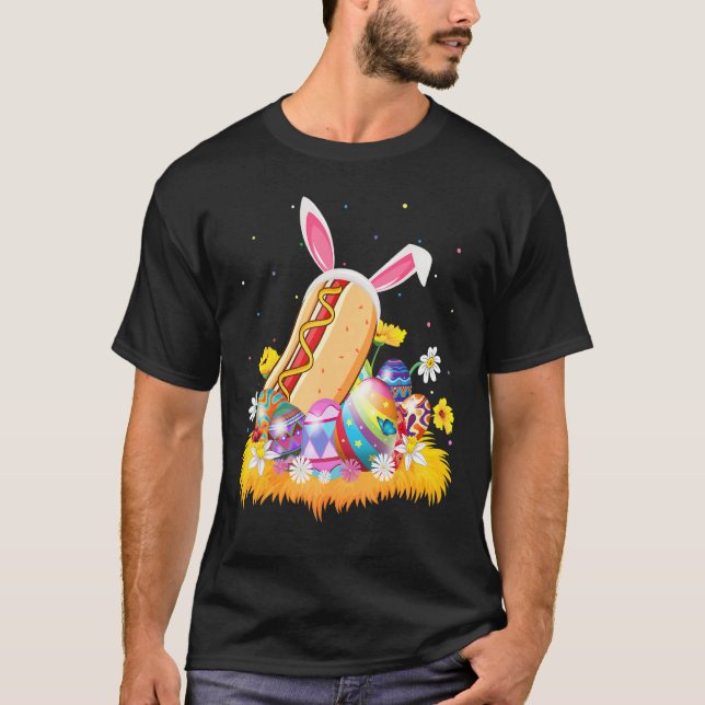 Camiseta Comida de perro caliente Huevo de Pascua Gracioso  (Anverso)