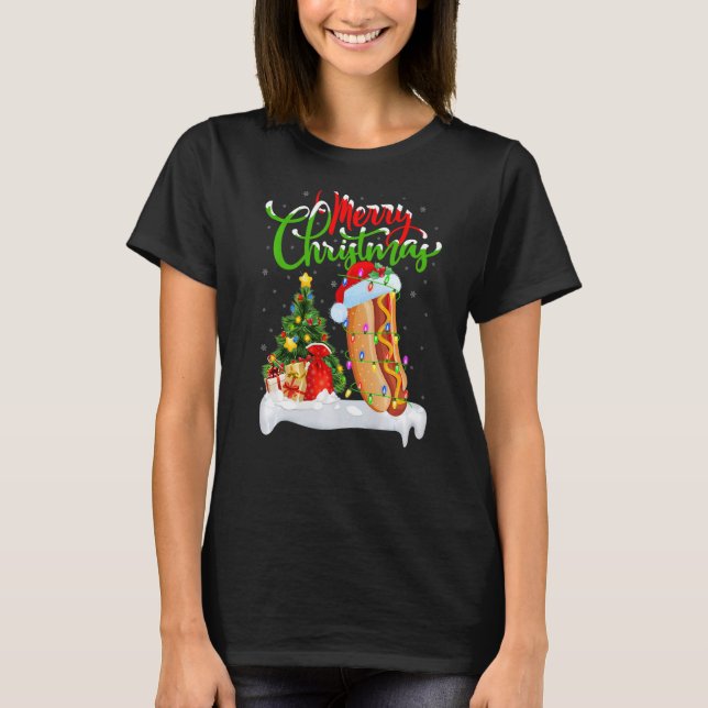 Camiseta Comida de perro caliente Navidad Decoraciones de P (Anverso)