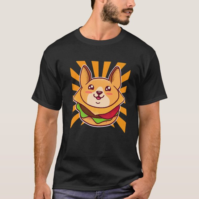 Camiseta Comida de perro de hamburguesa Corgi   (Anverso)