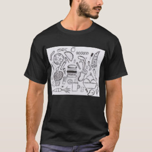 Camiseta Comida del Doodle #7 del punk rock en negro