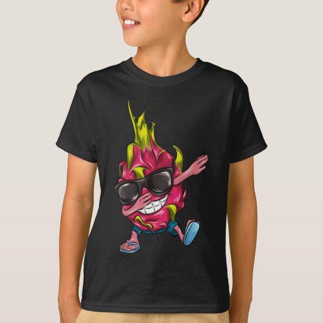 Camiseta Comida divertida Dabbing Dragon Fruit Bubble tea C (Anverso)