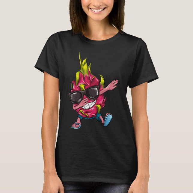Camiseta Comida divertida Dabbing Dragon Fruit Bubble tea C (Anverso)