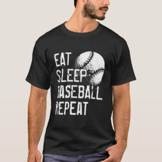 Camiseta Comida divertida de béisbol Eat Sleep Baseball Rep