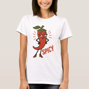 Camiseta Comida divertida de pimienta fresca picante roja