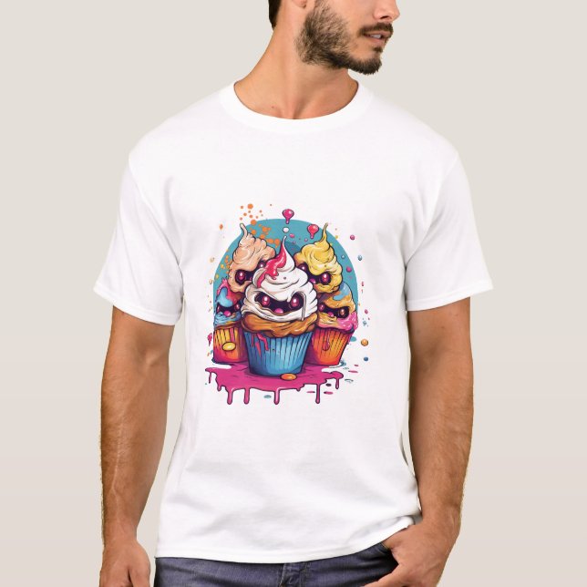 Camiseta comida divertida del día del cupcake (Anverso)