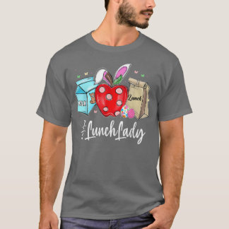 Camiseta Comida divertida Lady Bunny Apple Cafeteria Feliz 