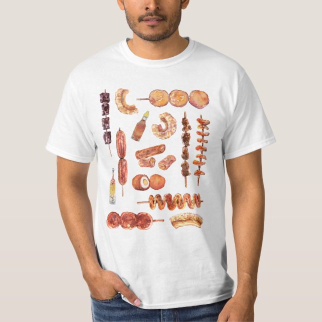 Camiseta Comida filipina de la calle en la acuarela Pinoy (Anverso)