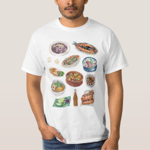 Camiseta Comida filipina tradicional en la acuarela Pinoy
