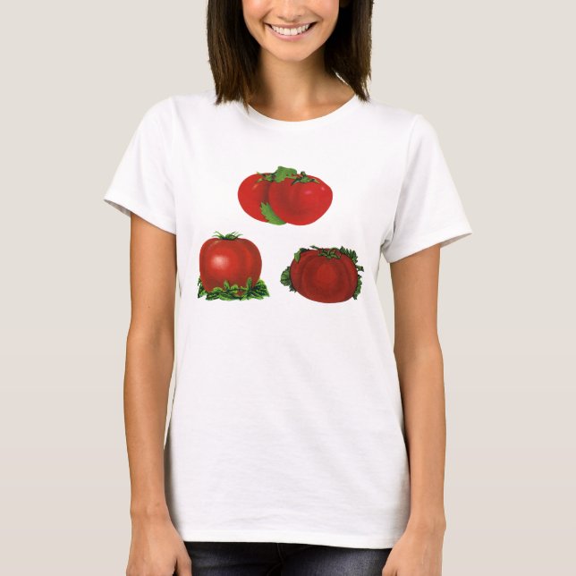 Camiseta Comida, frutas, verduras, tomates de la raza roja (Anverso)