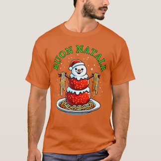 Camiseta Comida Italiana Navidad Albóndiga Muñeco de Nieve