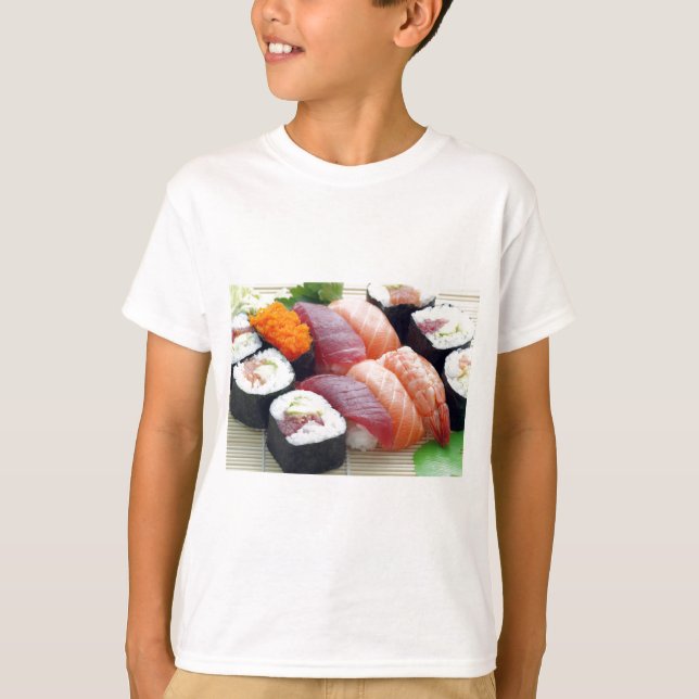 Camiseta Comida Japonesa Asiática Cruda Sashimi Fresca Roll (Anverso)