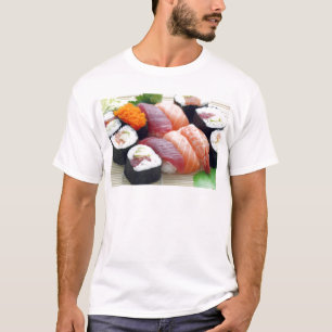 Camiseta Comida Japonesa Asiática Cruda Sushi Fresco Rollo
