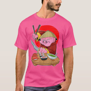 Camiseta Comida japonesa I Maki Lover I Samurai Sushi Pig (
