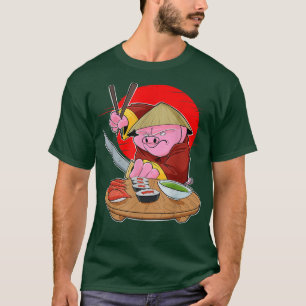 Camiseta Comida japonesa I Maki Lover I Samurai Sushi Pig 3
