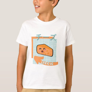 Camiseta comida kawaii- queso lindo, naranja, turquesa