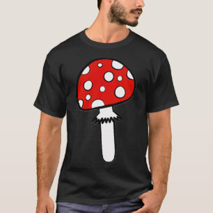 Camiseta Comida minimalista de champiñón rojo claro en el b