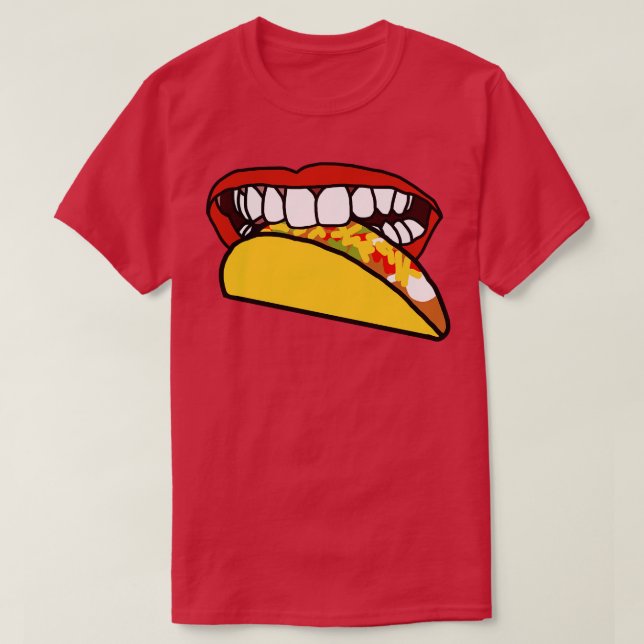 Camiseta Comida para la boca con labios rojos y dientes bla (Diseño del anverso)