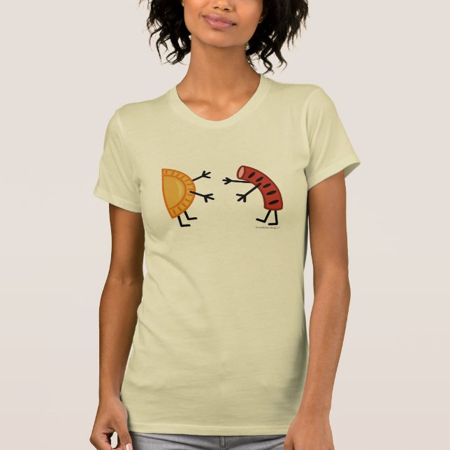 Camiseta Comida polaca amistosa de Pierogi y de Kielbasa (Anverso)