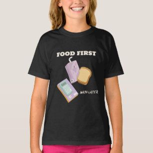 Camiseta Comida primero matemática, descanso para almorzar