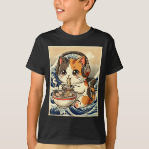 Camiseta Comida Ramen Gato Anime Jugador Arte Japonés Retro