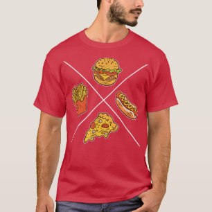 Camiseta Comida rápida de Burger Fries Pizza Hotdog