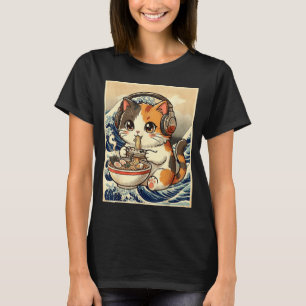 Camiseta Comida Rápida Japonesa de Gatos de Anime Juego Art