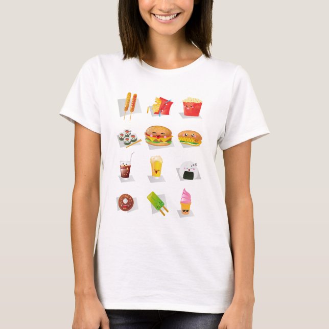 Camiseta comida rápida kawaii (Anverso)