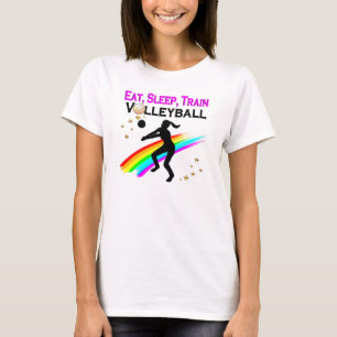 CAMISETA COMIDA ROSA, DORMIR, VOLEIBOL DE TREN